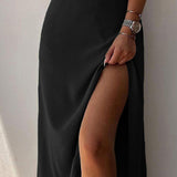 V-neck Slit Sling Dress Summer Fashion Sexy Slim Suspender Dresses For Women Clothing
