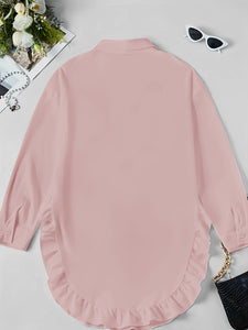 Hem Ruffled Casual Long Sleeve Shirt